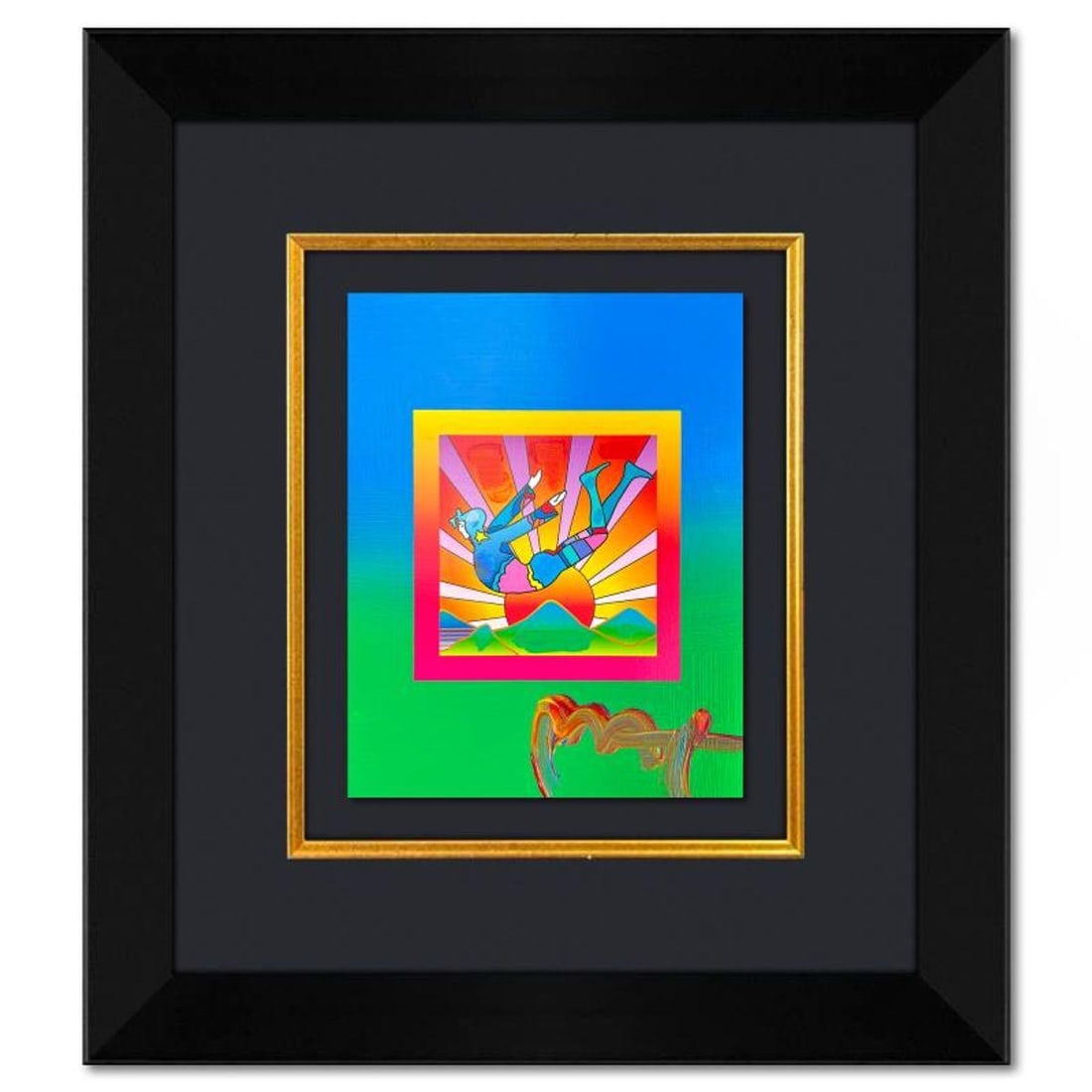 Peter Max, "Cosmic Flyer" Framed One-of-a-Kind Acrylic Mixed Media, Hand Signed with Registration (1 of 2)