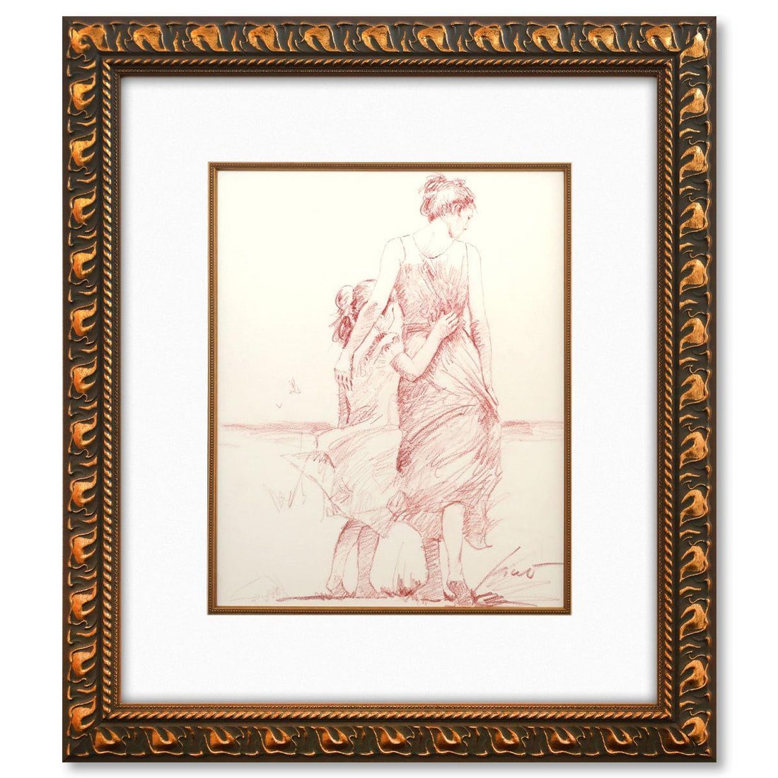 Pino (1939-2010)- Original Drawing on Paper "Untitled": Artist: Pino (1939-2010). Medium: Original Drawing on Paper. Title: Untitled. Size: 20" x 16". Measures approx. 33" x 29" (framed). Signature: Hand signed by the artist. Certificate of Authenticity: I