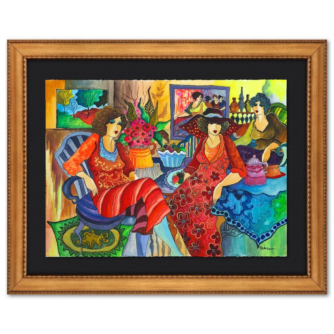 Patricia Govezensky- Original Watercolor on Paper "Chroma Bliss": Artist: Patricia Govezensky. Medium: Original Watercolor on Paper. Title: Chroma Bliss. Size: 22" x 30". Measures approx. 32" x 40" (framed). Signature: Hand signed. Certificate of Authenticity: is in