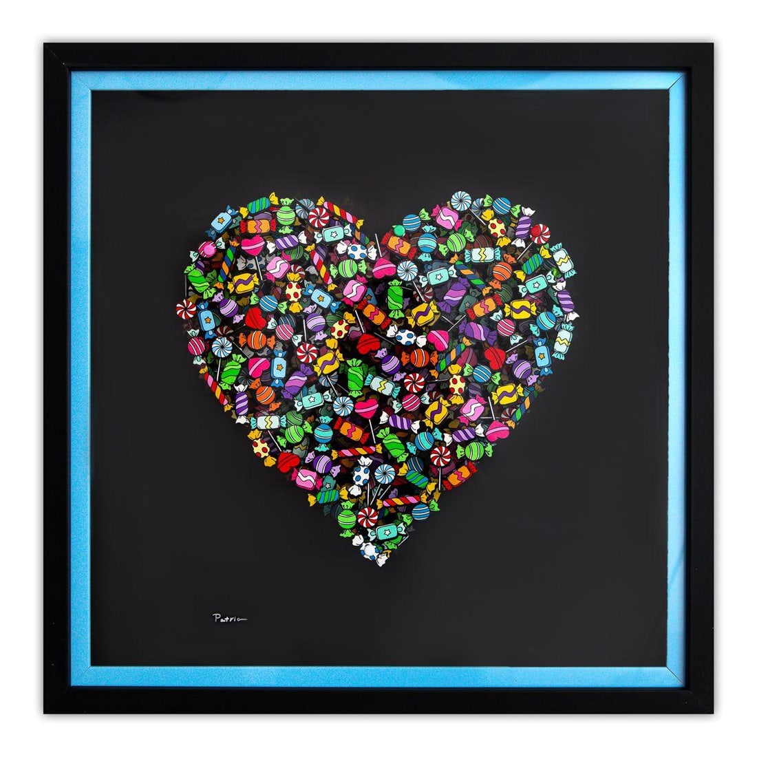 Patricia Govezensky- 3D Multilayered Woodcut "Love is Sweet": Artist: Patricia Govezensky. Medium: 3D Multilayered Woodcut. Title: Love is Sweet. Size: 12" x 12". Measures approx. 20" x 20" (framed). Signature: Hand Signed by the artist. Certificate of Authentic