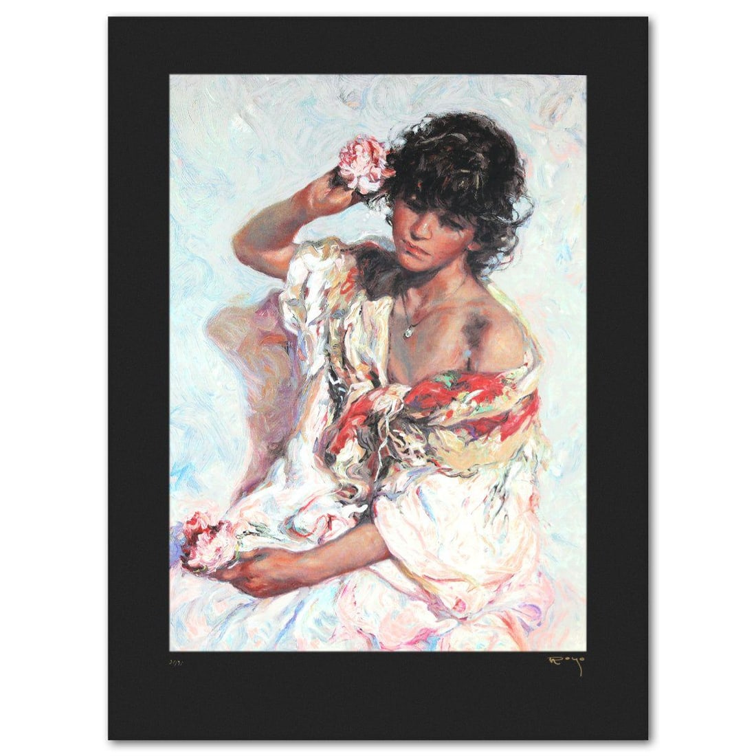 Royo- Serigraph "El Adorno": Artist: Royo. Medium: Serigraph. Title: El Adorno. Size: 36" x 26". Signature: Hand signed and numbered. Reference#: 74811.