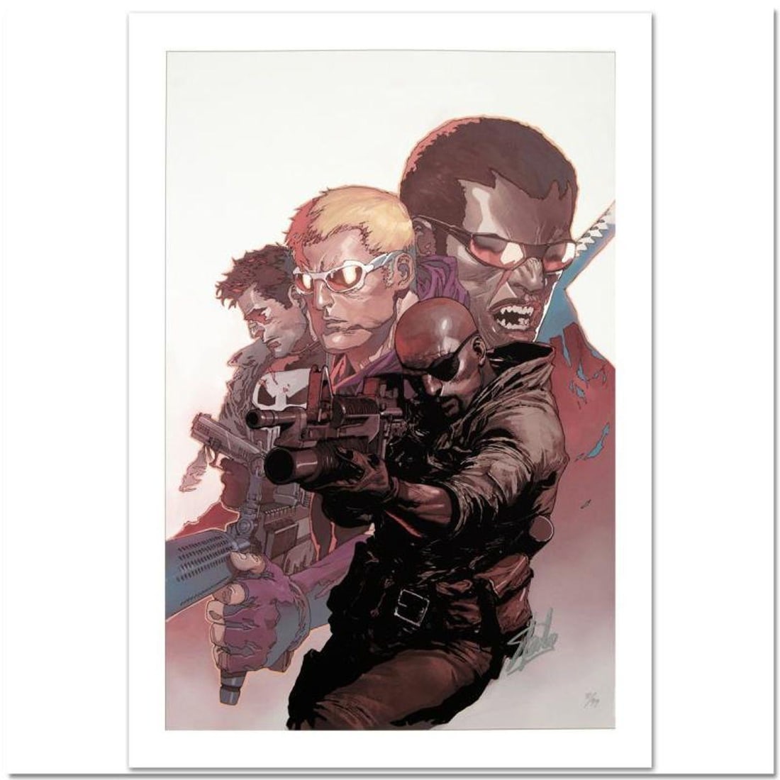 Stan Lee Signed, Marvel Comics "Ultimate Avengers Vs. New Ultimates #4" Limited Edition Canvas,: Ultimate Avengers Vs. New Ultimates #4 is a limited edition giclee on canvas with art by Leinil Francis Yu. Officially licensed by Marvel, this piece is numbered 6/99 and hand signed by creative legen