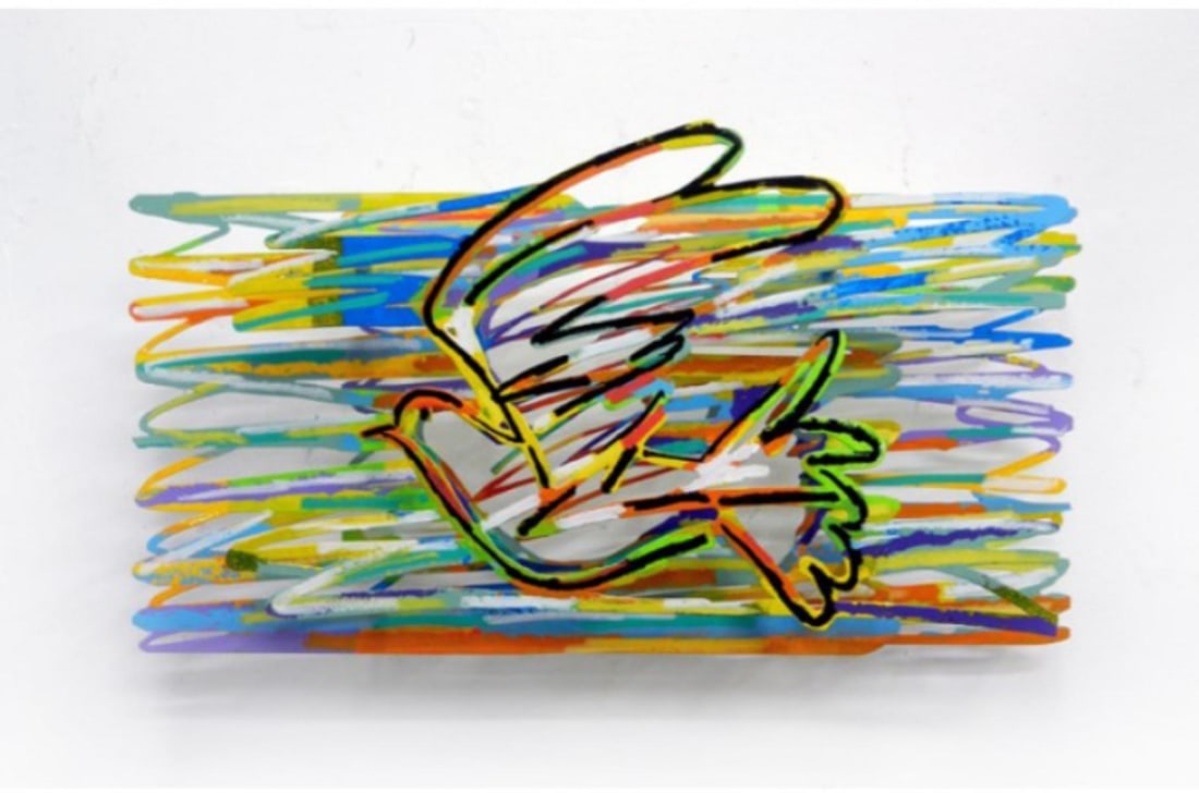 David Gerstein- Mixed Media Cutout Aluminum "Fly with the wind": Artist: David Gerstein. Medium: Mixed Media Cutout Aluminum. Title: Fly with the wind. Size: 24" x 13". Signature: Signed and numbered. Certificate of Authenticity: Is included. Additional: Edition of
