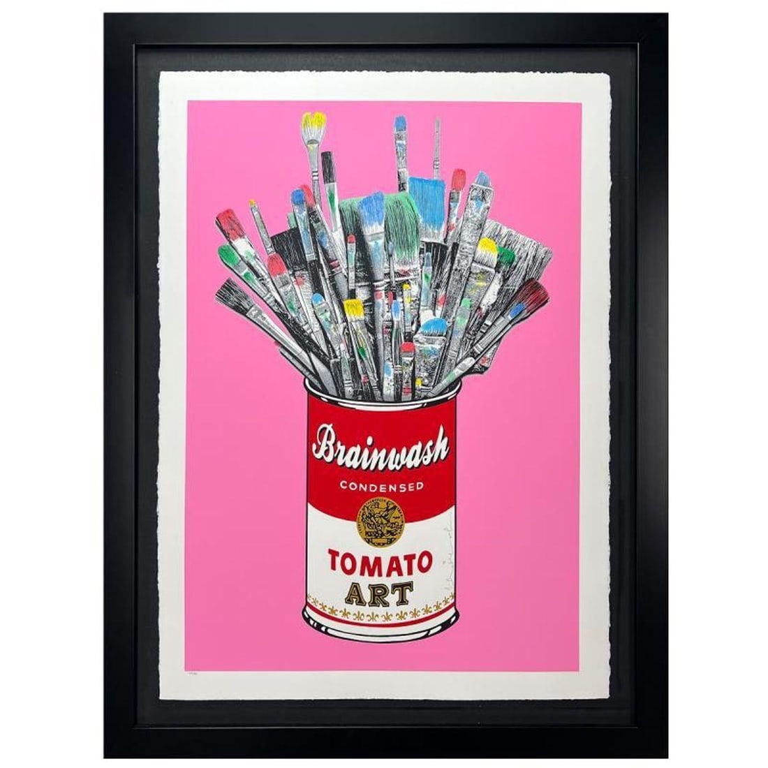 Mr. Brainwash, "Tomato Pop (Pink)" Framed Limited Edition Studio Proof Hand-Finished Silk Screen.: Tomato Pop (Pink) is an limited edition studio proof (SP) uniquely hand-finished silk screen print on paper by Mr Brainwash. The piece is hand signed and thumb-printed by the artist. The piece comes c