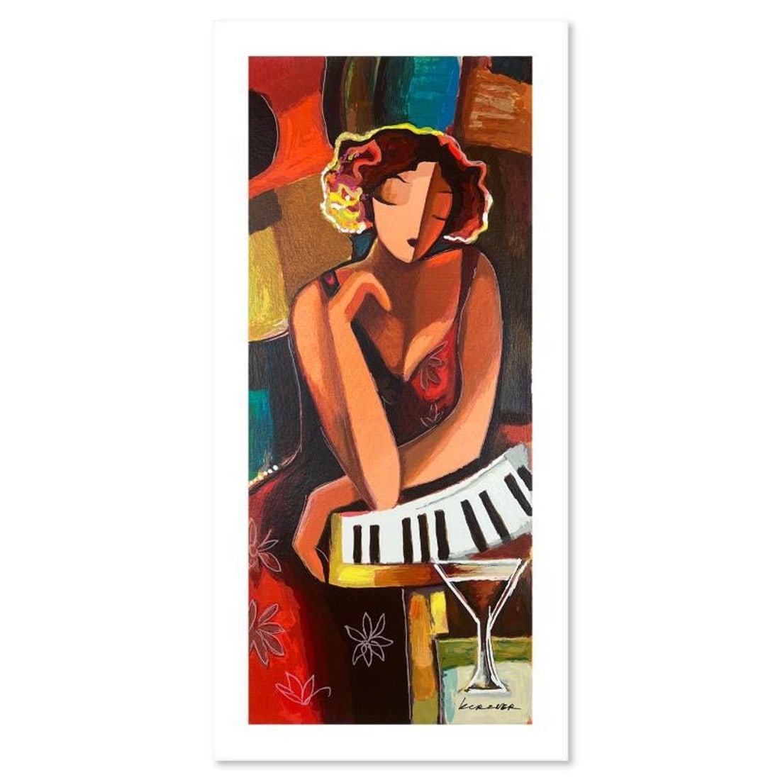 Michael Kerzner, "The Pianist" Hand Signed Limited Edition Serigraph on Paper with Letter of: The Pianist is a limited edition serigraph on paper by Michael Kerzner. The piece comes hand signed by the artist, numbered, and with a letter of authenticity. Measures approximately 23" x 10". Refere