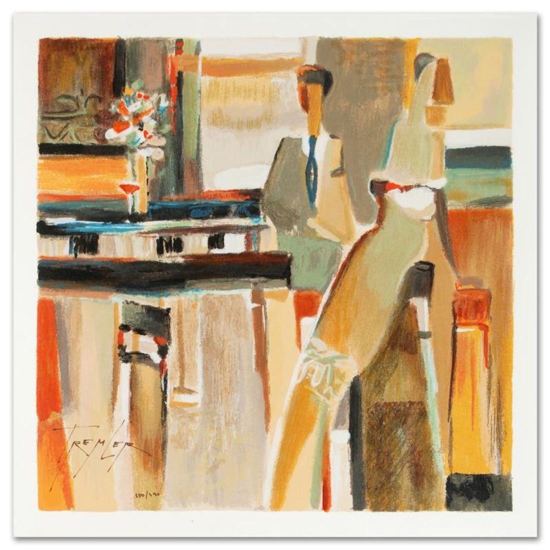 Cocktail III Limited Edition Serigraph by Yuri Tremler, Numbered and Hand Signed with Certificate of: Add unique and exciting artistry to the décor of your home or office with the fantastic artistry of Yuri Tremler! "Cocktail III" is a limited edition serigraph on paper, numbered and hand signed by Y