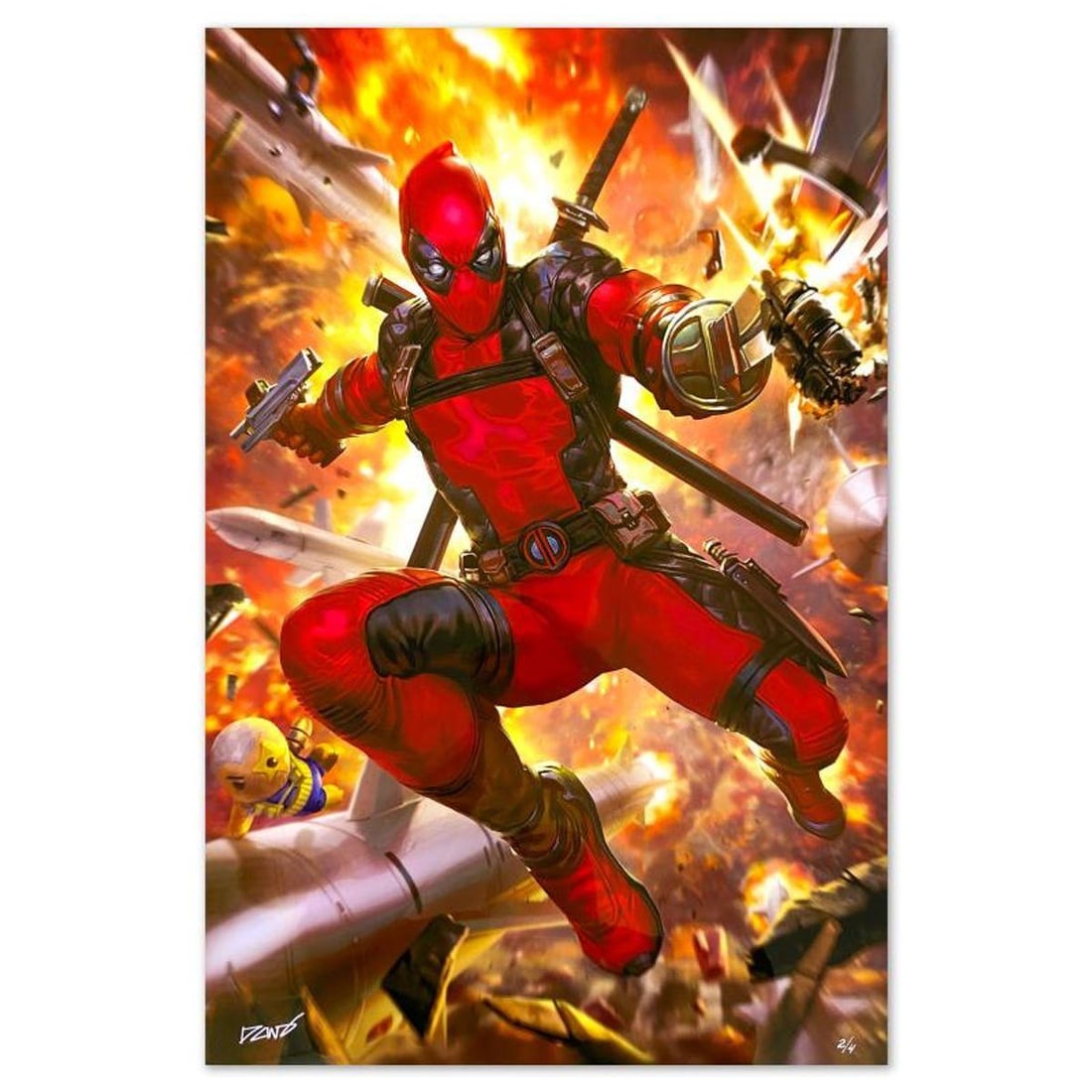 Marvel Comics & Derrick Chew, "Deadpool: Heat-Seeker" Limited Edition on Aluminum, PP Numbered 2/4: Deadpool: Heat-Seeker is a limited edition giclee on aluminum from Marvel Comics and Derrick Chew, PP numbered 2/4 and bearing the authorized signature of the artist. Includes Letter of Authenticity.