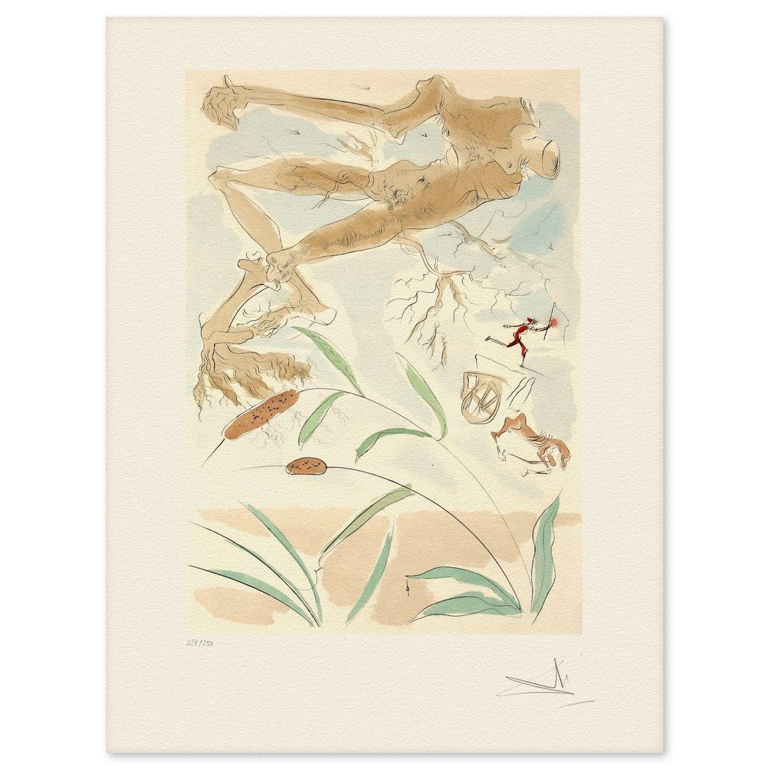 Salvador Dali- Etching "The Oak and the Reed": Artist: Salvador Dali. Medium: Etching. Title: The Oak and the Reed. Size: 30" x 22". Signature: Hand signed and numbered. Reference#: 74740.