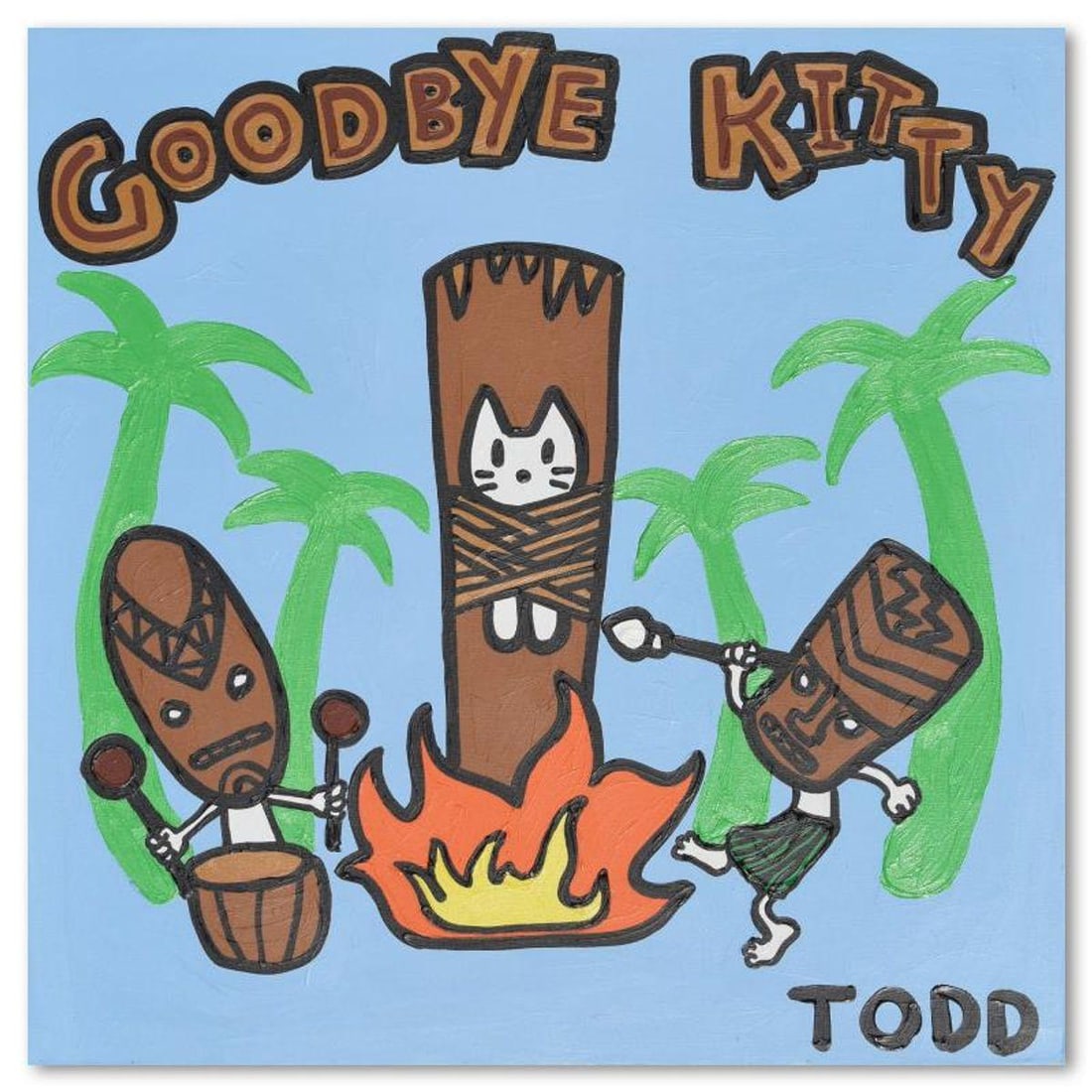 Todd Goldman, "Goodbye Kitty" Original Acrylic Painting on Gallery Wrapped Canvas (36" x 36"), Hand: Goodbye Kitty is an original acrylic painting on gallery wrapped canvas by Todd Goldman, hand signed by the artist. Includes Letter of Authenticity. Measures approx. 36" x 36" (image). Due to the way
