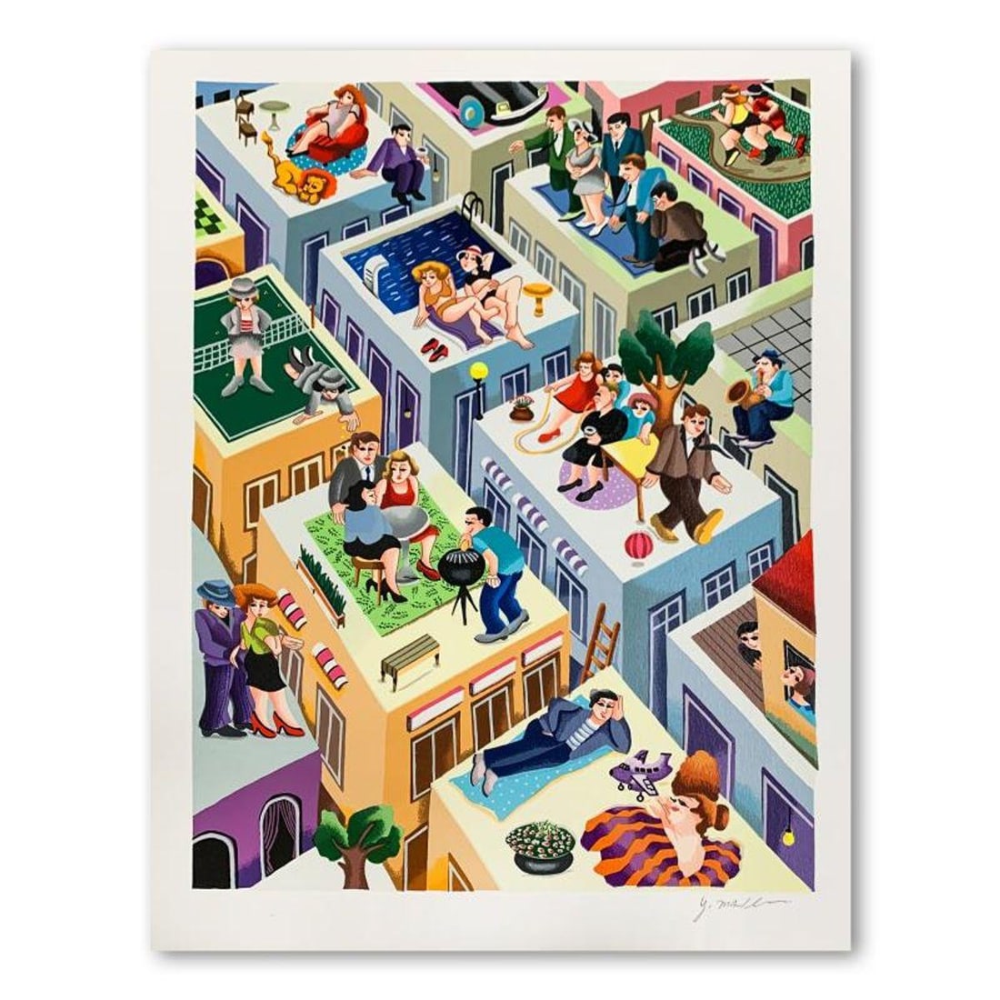 Yuval Mahler, "Escaping the Fire" Hand Signed Limited Edition Serigraph on Paper with Letter of: Escaping the Fire is a limited edition serigraph on paper by Yuval Mahler. It is numbered and hand signed and includes a letter of authenticity. Measures approximately 21.5" x 15" (image). Reference#: