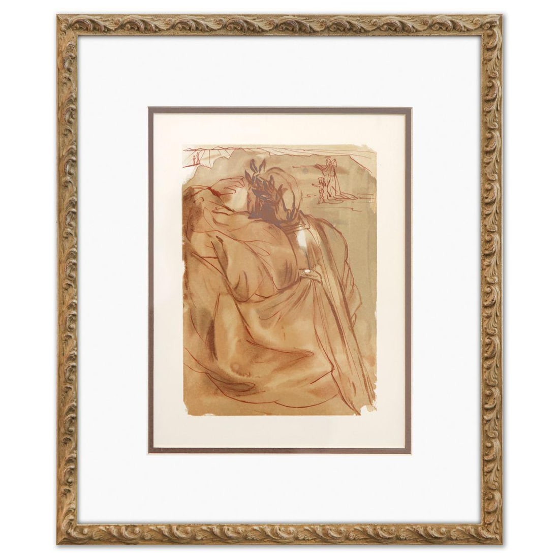 Salvador Dali- Original Color Woodcut on B.F.K. Rives Paper "Purgatory 30": Artist: Salvador Dali. Medium: Original Color Woodcut on B.F.K. Rives Paper. Title: Purgatory 30. Size: 13" x 10". Measures approx. 19" x 16" (framed). Certificate of Authenticity: Is included. Additi