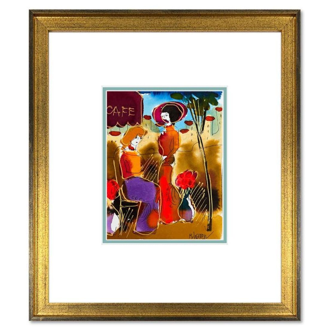 Moshe Leider, Framed Original Mixed Media Watercolor Painting, Hand Signed with Letter of: This is an original mixed media watercolor painting on paper by Moshe Leider. Hand signed by the artist, this piece comes custom framed and includes a Letter of Authenticity. Measures approximately 15