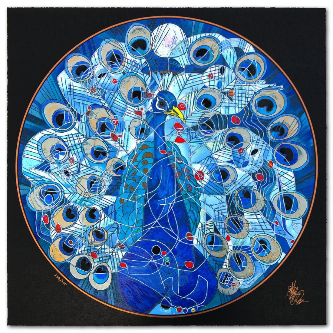 Jian Tie Feng- Silkscreen "Spirit of Fire": Artist: Jian Tie Feng. Medium: Silkscreen. Title: Spirit of Fire. Size: 33" x 33". Signature: Hand Signed and Numbered. Reference#: 80559.