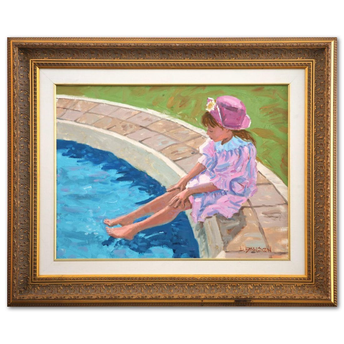 Dawson- "Summer Thoughts": Artist: Dawson. Title: Summer Thoughts. Size: 18" x 24". Measures approx. 27" x 33" (framed). Signature: Hand Signed. Additional: I believe this is a Lindsay Dawson original painting. Reference#: 7459