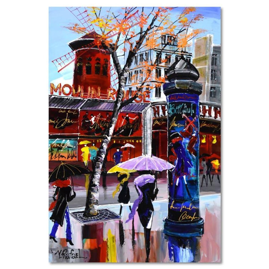 Yana Rafael, "Moulin Rouge II" Original Acrylic Painting on Canvas (24" x 36"), Hand Signed with: Moulin Rouge II is an original acrylic painting on stretched canvas by Yana Rafael, hand signed by the artist. Includes Letter of Authenticity. Measures approx. 24" x 36" (image).