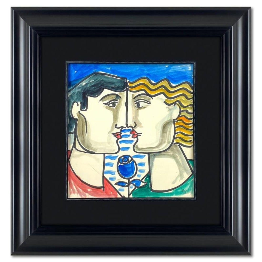 Yuroz, Framed Original Painting, Hand Signed with Letter of Authenticity.: This is an original painting on paper by Yuroz, hand signed by the artist. This piece comes custom framed on linen. Includes Letter of Authenticity. Measures approx. 29" x 28" (frame), 15.5" x 14.5" (