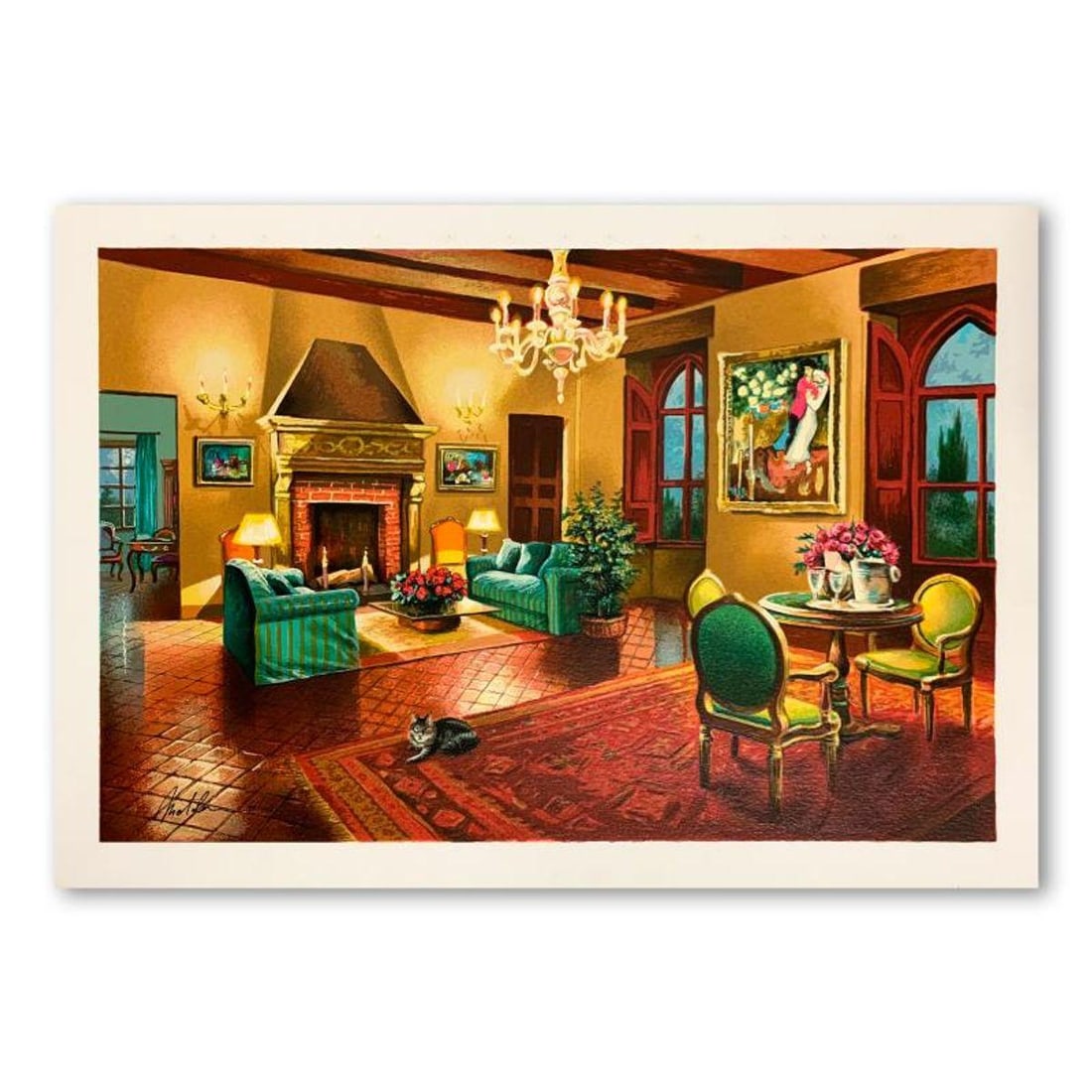 Anatoly Metlan, "Homage to Chagall" Hand Signed Limited Edition Serigraph on Paper with Letter of: Homage to Chagall is a limited edition serigraph on paper by Anatoly Metlan. It is numbered and hand signed and includes a letter of authenticity. Measures approximately 14" x 22" (image). Reference#: