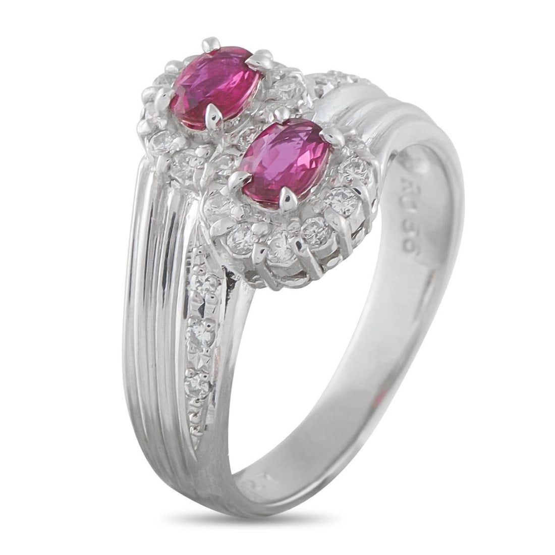 PLATINUM 0.27CT DIAMOND AND RUBY RING - 2