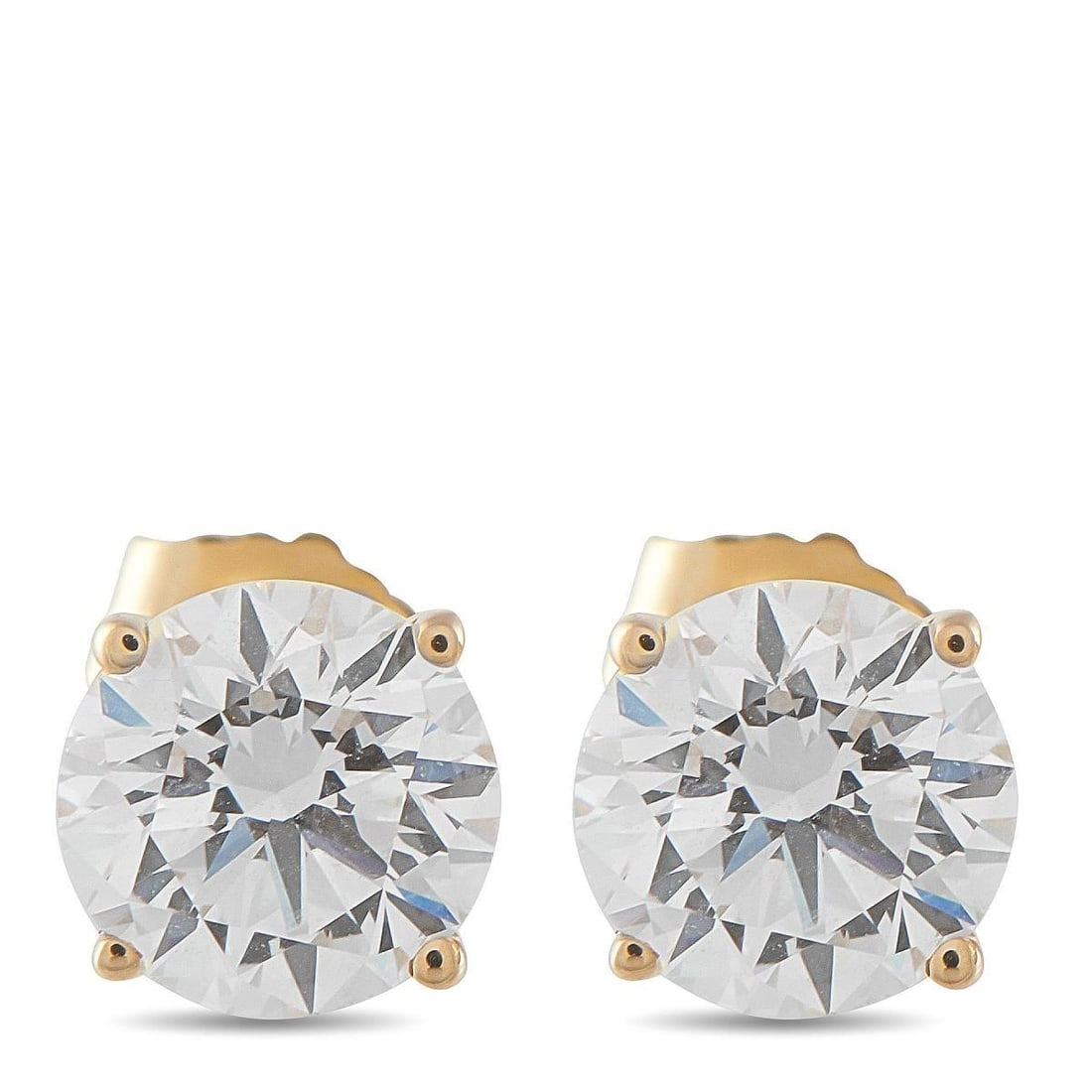 14K YELLOW GOLD 2.05CT LAB-GROWN DIAMOND STUD EARRINGS: These stud earrings will simply never go out of style. The 4-prong 14K Yellow Gold settings beautifully showcase the sparkling Lab Grown Diamonds, which possess a total weight of 2.05 carats. Ideal