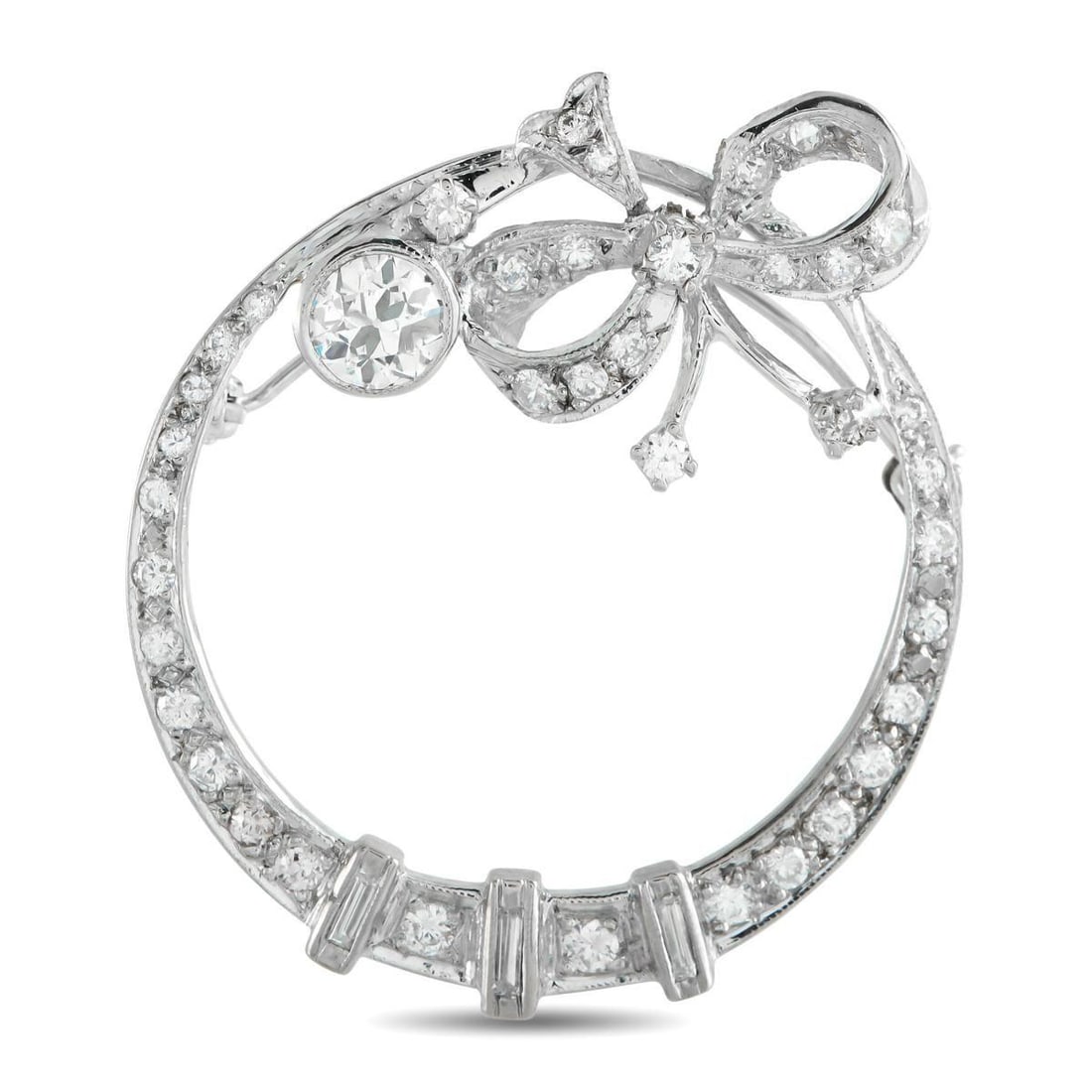 18K WHITE GOLD 1.50CT DIAMOND BROOCH (1 of 3)
