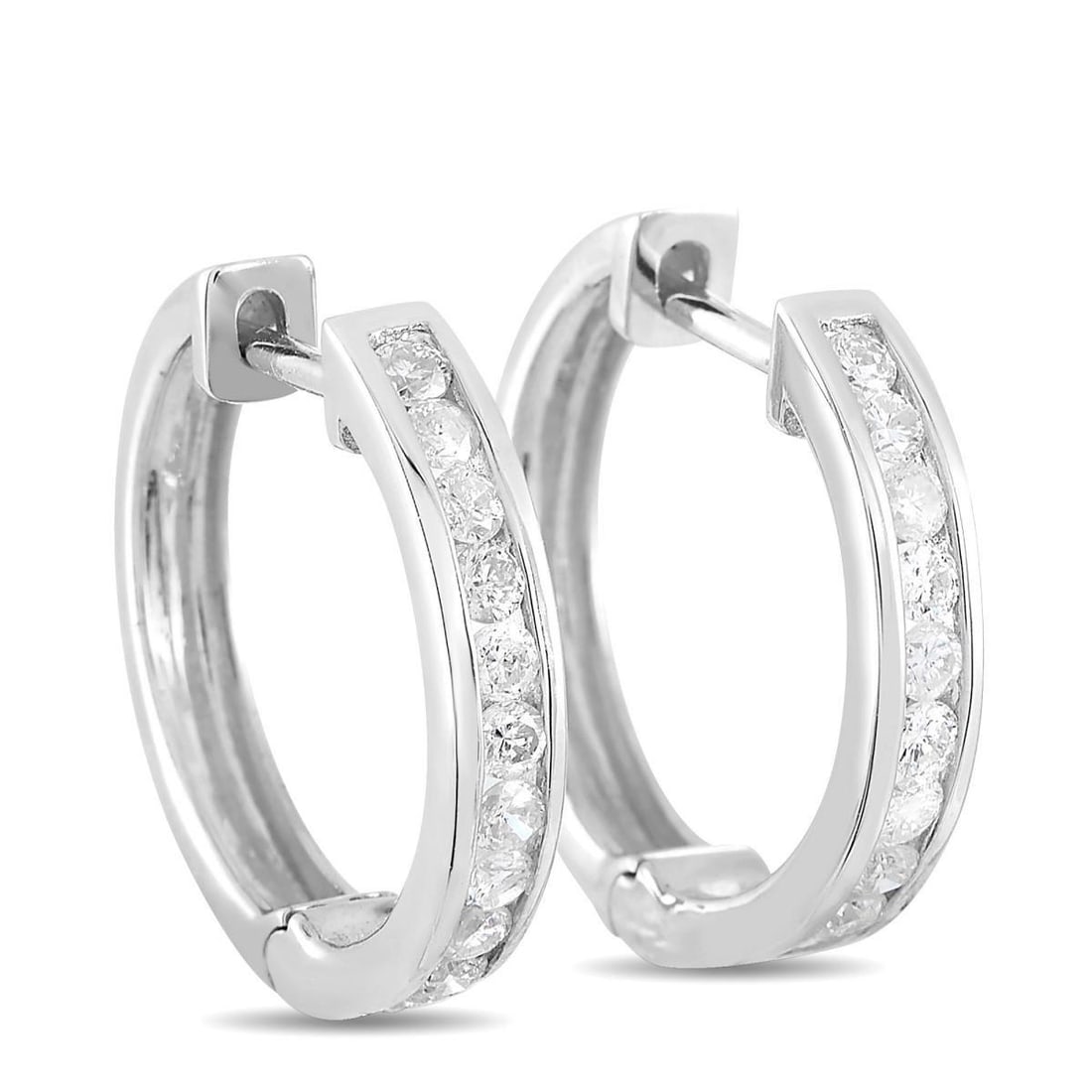 14K WHITE GOLD 0.50CT DIAMOND HOOP EARRINGS (1 of 5)