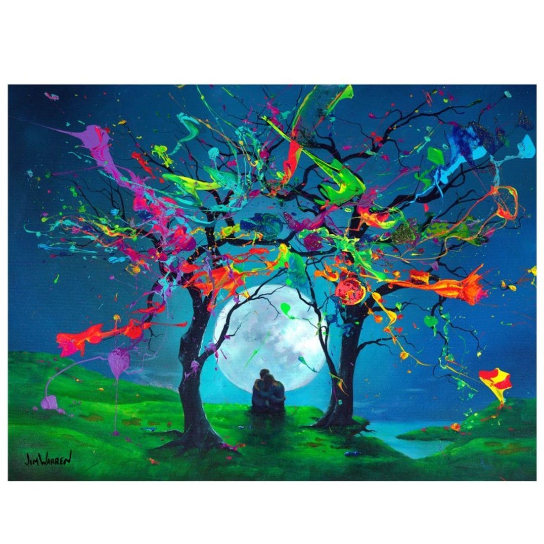 Jim Warren, "Under the Tree of Life" Hand Signed, Artist Embellished AP Limited Edition Giclee on: Under the Tree of Life is an AP numbered, artist embellished limited edition giclee on canvas by Jim Warren. The piece is hand signed and accompanied by a letter of authenticity. Measures approximatel