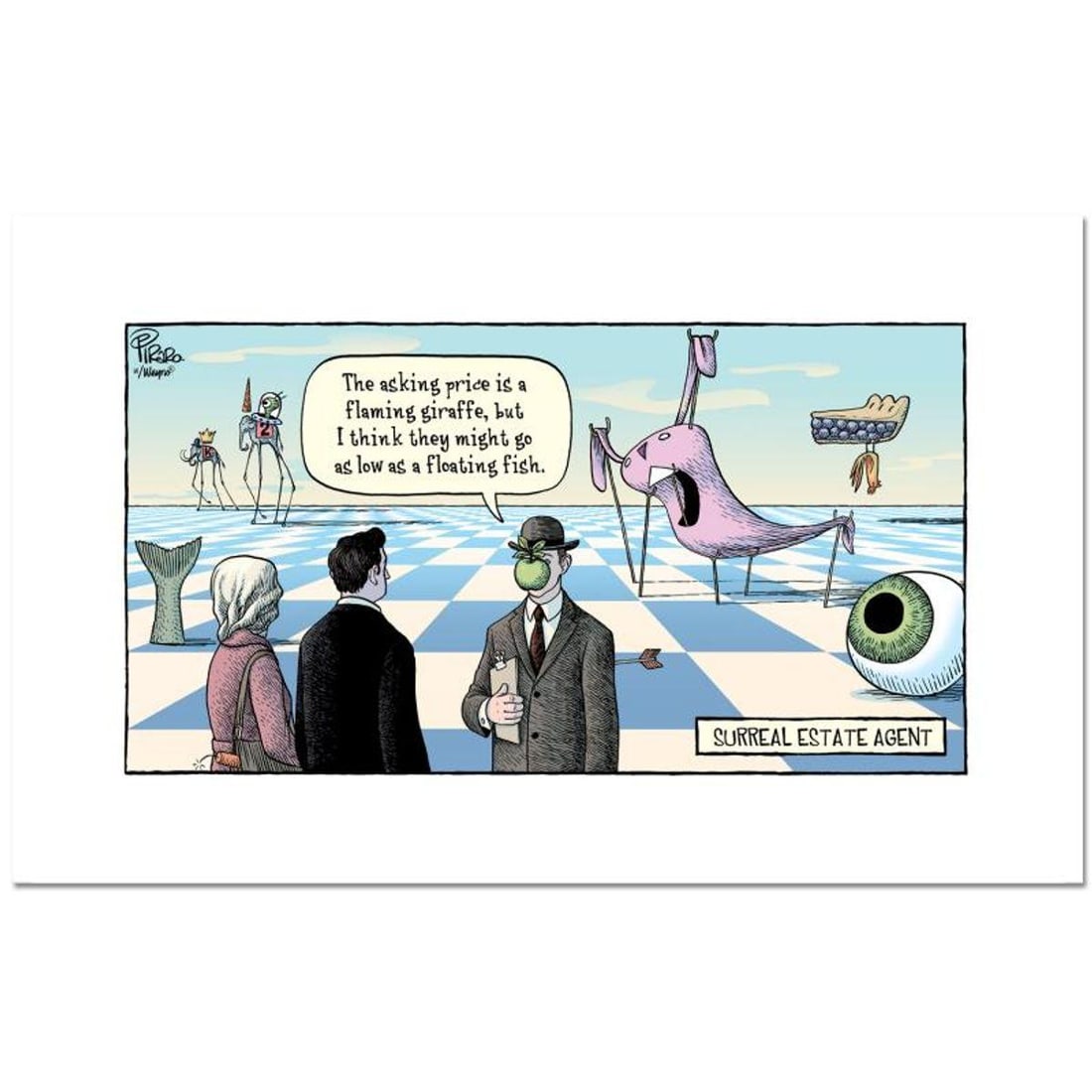 Bizarro, "Surreal Estate" Numbered Limited Edition Hand Signed by Creator Dan Piraro; Letter of: Surreal Estate is a limited edition giclee on paper by Dan Piraro, creator of the critically acclaimed and award winning comic strip, Bizarro, numbered and hand signed by the artist. Includes Letter o