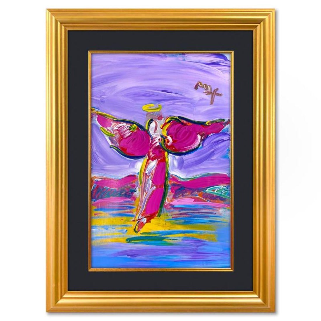 Peter Max, "Ascending Angel" Framed One-of-a-Kind Mixed Media, Hand Signed with Registration Number (1 of 2)