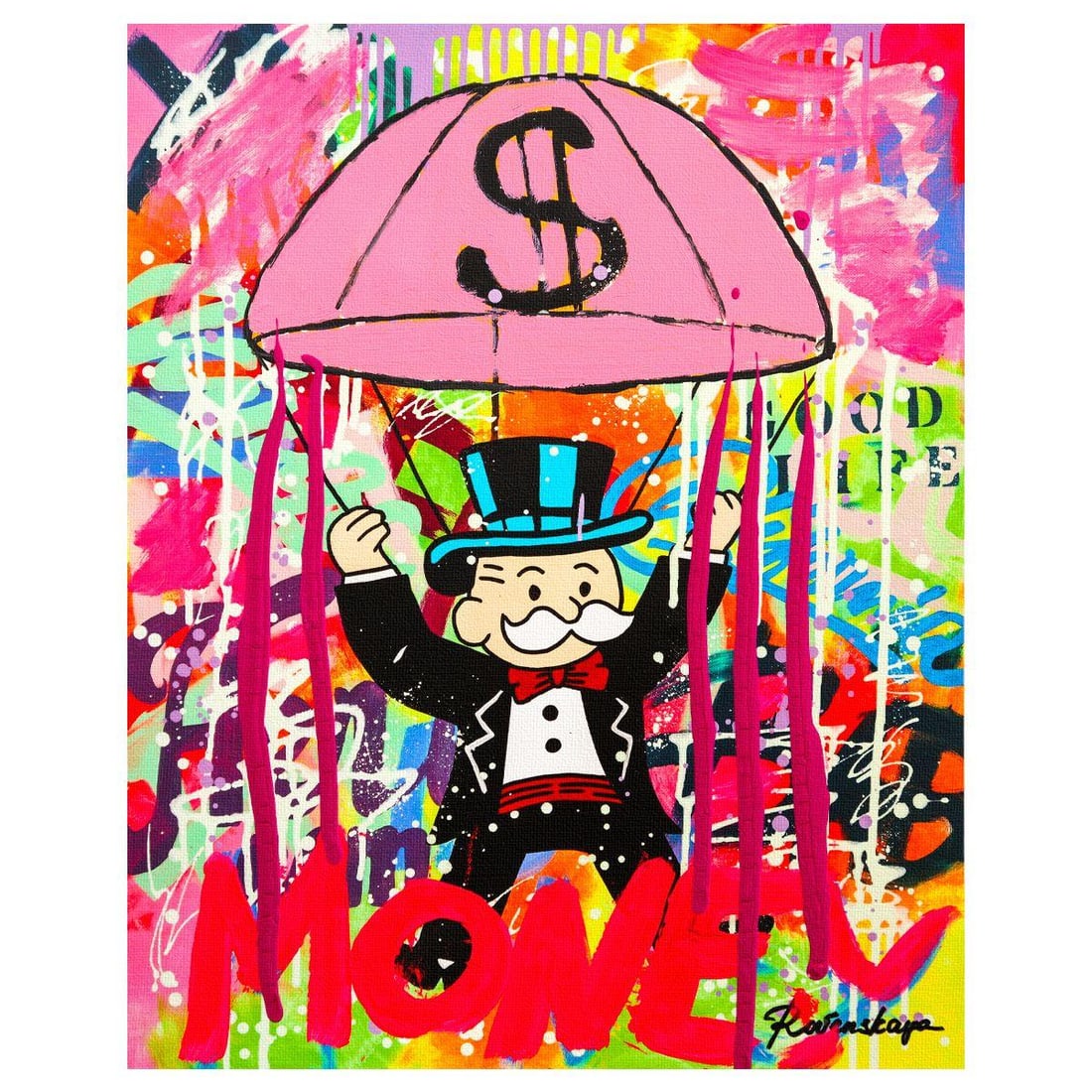 Nastya Rovenskaya- Mixed Media on Canvas "Dream Big": Artist: Nastya Rovenskaya. Medium: Mixed Media on Canvas. Title: Dream Big. Size: 20" x 16". Signature: Hand signed. Certificate of Authenticity: Is included. Reference#: 26322.