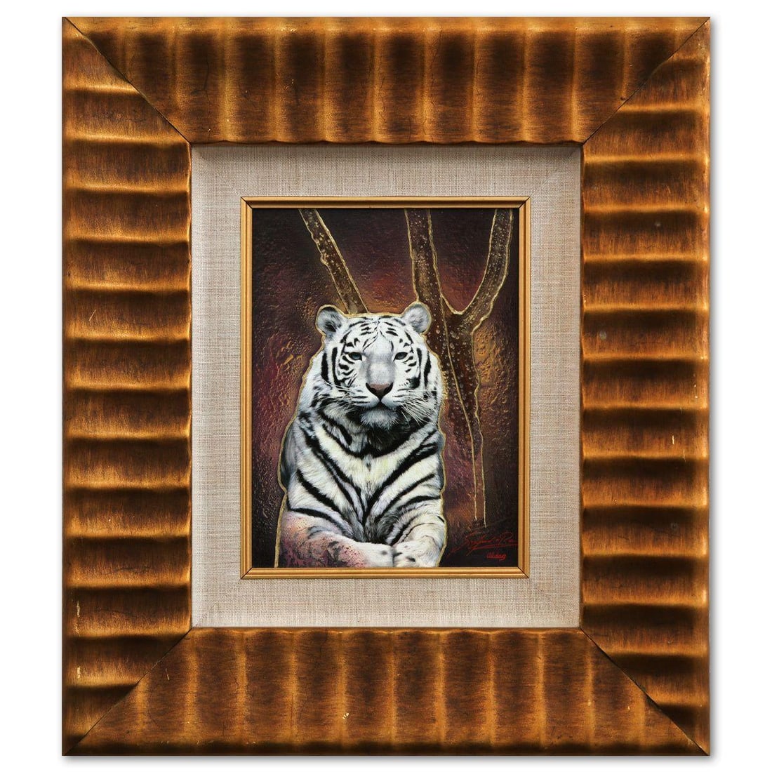 Unknown- Giclee on Canvas: Artist: Unknown. Medium: Giclee on Canvas. Size: 7.5" x 6". Measures approx. 16" x 13.5" (framed). Signature: Signed. Additional: Disclaimer: The frame shows some signs of wear consistent with age