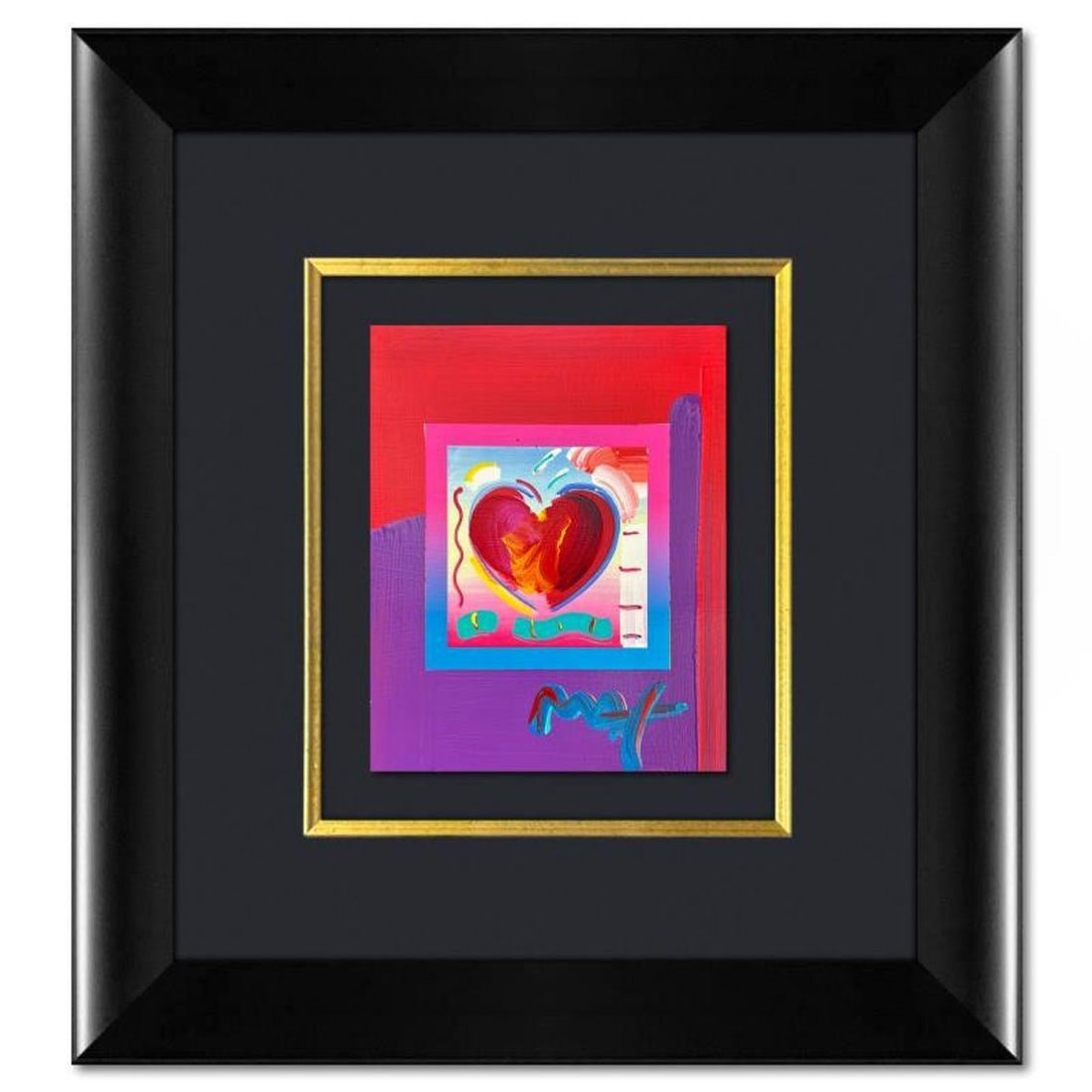 Peter Max, "Heart on Blends" Framed One-of-a-Kind Acrylic Mixed Media, Hand Signed with Registration (1 of 2)