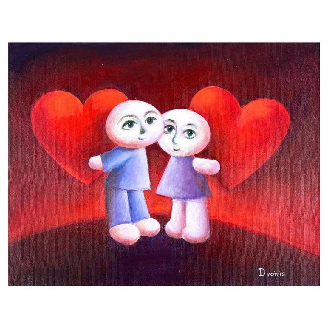 Yulia Dvoiris, Hand Signed Original Painting on Canvas with letter of Authenticity.: This is an untitled original painting, acrylic on canvas, by Yulia Dvoiris. Hand Signed by the artist, the piece comes with a letter of authenticity. Measures approximately 18" x 22".