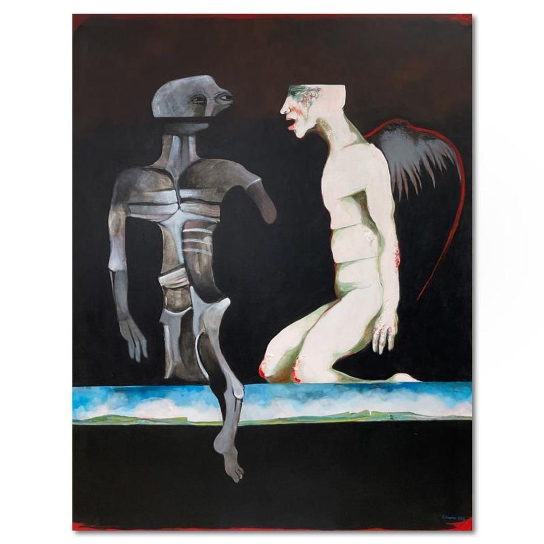 Milton Berwin (1925-2023), Original Painting on Canvas (64" x 50"), Hand Signed with Letter of: This is an original painting on stretched canvas by Milton Berwin (1925-2023), hand signed by the artist. Includes Letter of Authenticity. Measures approx. 64" x 50" (image). Local pickup from our war