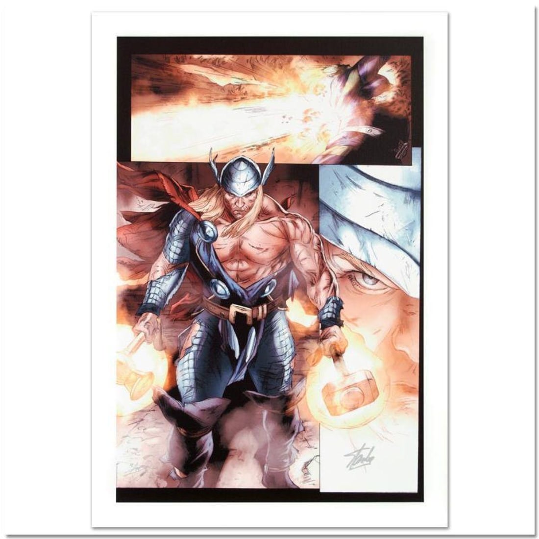 Stan Lee Signed, Marvel Comics Limited Edition Canvas 1/99 "Secret Invasion: Thor #3" with: Secret Invasion: Thor #3 is a limited edition giclee on canvas with art by Doug Braithwaite. Officially licensed by Marvel, this piece is numbered 1/99 and hand signed by creative legend Stan Lee (192