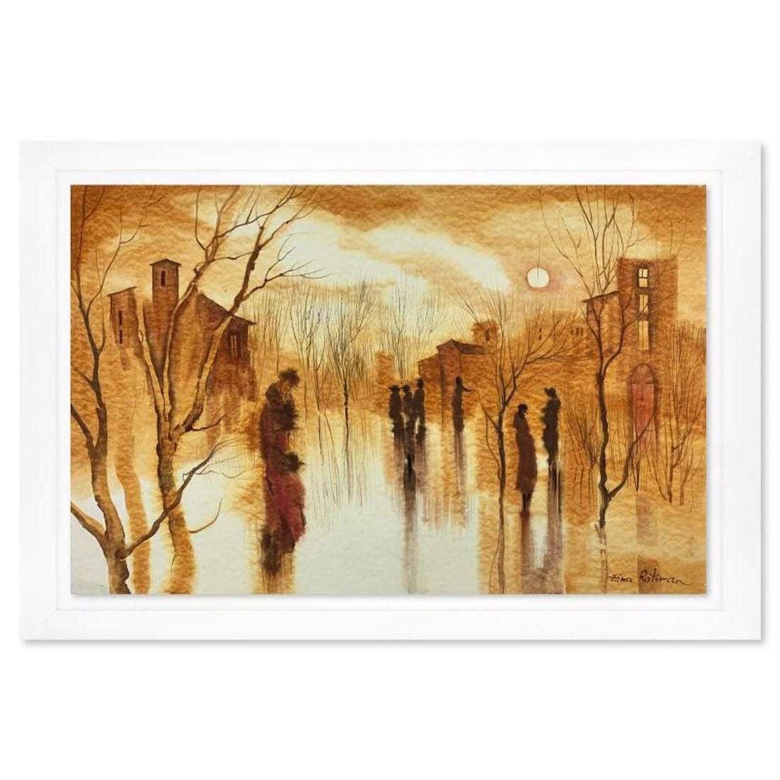 Zina Roitman, Framed Hand Signed Original Painting with Letter of Authenticity.: This is an untitled original painting on paper by Zina Roitman. The piece is hand signed, framed, and comes with a letter of authenticity. Measures approximately 24" x 33" (framed), 20" x 29" (sheet).