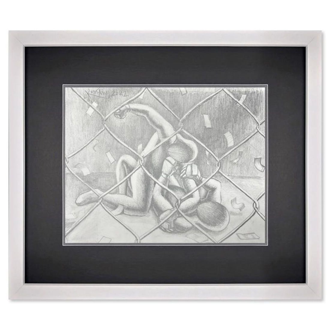 Mark Kostabi, "Some of us are Safe" Framed Original Drawing on Paper, Hand Signed with Certificate: Some of us are Safe is an original drawing on paper by Mark Kostabi, hand signed by the artist. This piece comes custom framed and includes a certificate of authenticity. Measures approximately 14.5"