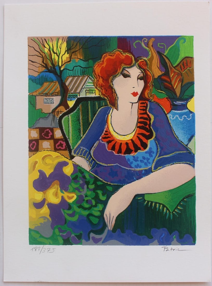 Patricia Govezensky- Original Serigraph on Paper "Sitting Pretty": Artist: Patricia Govezensky. Medium: Original Serigraph on Paper. Title: Sitting Pretty. Size: 9" x 7". Signature: Hand Signed by the Artist. Certificate of Authenticity: From the publisher. Reference