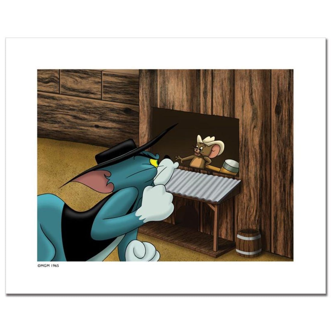 Tom and Jerry, "Tall in the Trap" Numbered Limited Edition with Certificate of Authenticity.: Tall in the Trap is a licensed limited edition giclee on paper featuring the classic cartoon characters Tom and Jerry. It comes numbered, with hologram seal, and a Certificate of Authenticity!