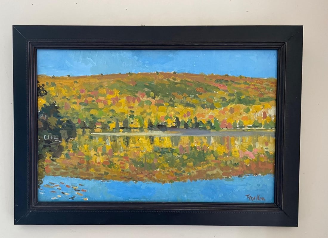 Boris- Oil on wood panel "Golden Pond. Berkshires": Artist: Boris. Medium: Oil on wood panel. Title: Golden Pond. Berkshires. Size: 13" x 20". Reference#: 71938.