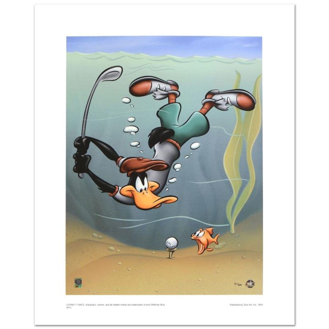 Underwater Daffy Limited Edition Giclee from Warner Bros., Numbered with Hologram Seal and: Underwater Daffy is a limited edition giclee on paper from Warner Bros., numbered with hologram seal of Authenticity. Also, includes Certificate of Authenticity! Measures approx. 20" x 16" (with borde