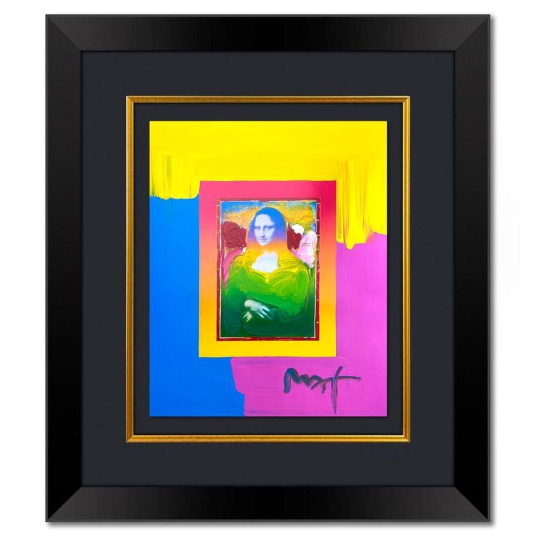 Peter Max, "Mona Lisa" Framed One-of-a-Kind Mixed Media, Hand Signed with Registration Number (1 of 2)