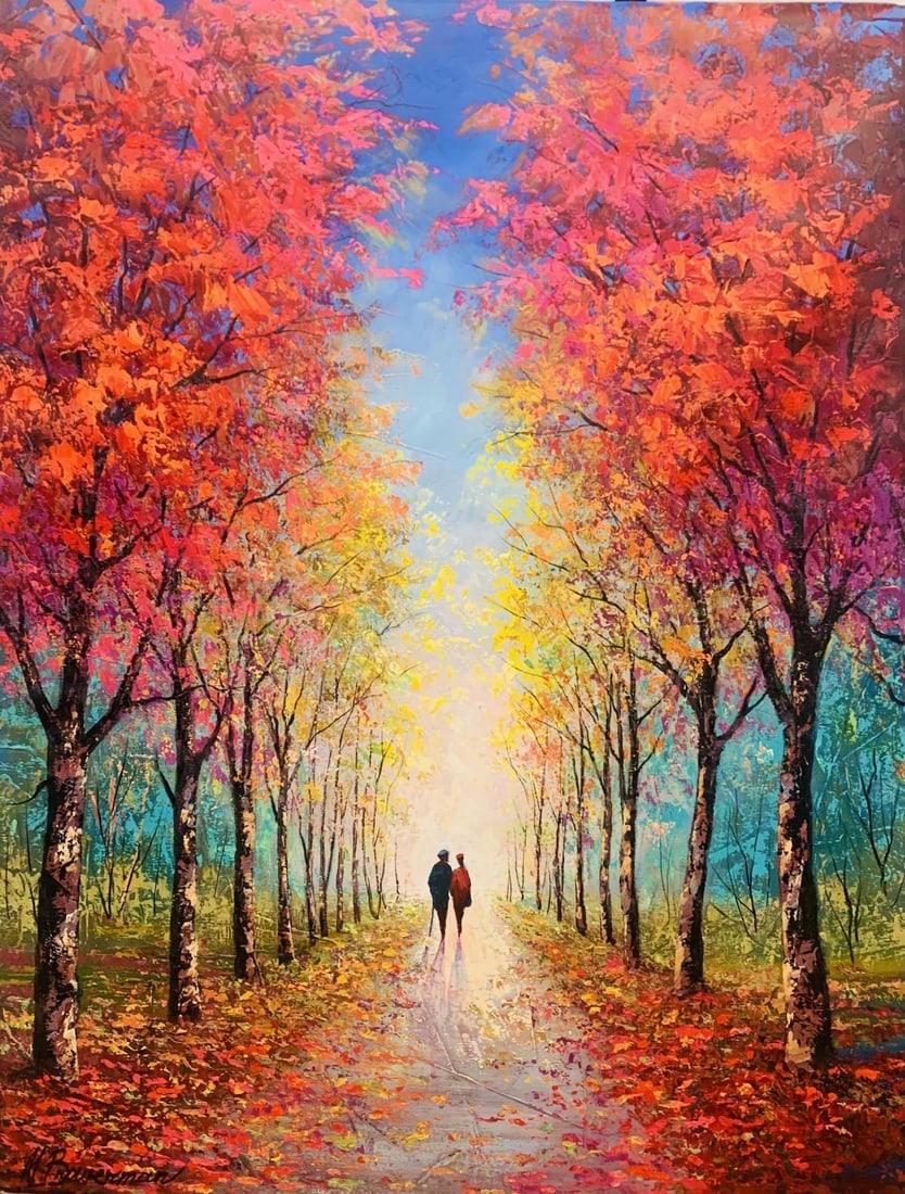 Mark Braver - Original acrylic painting on canvas "Walk in the Park ": Artist: Mark Braver . Medium: Original acrylic painting on canvas . Title: Walk in the Park . Size: 24" x 36". Signature: Signed. Reference#: 28407.