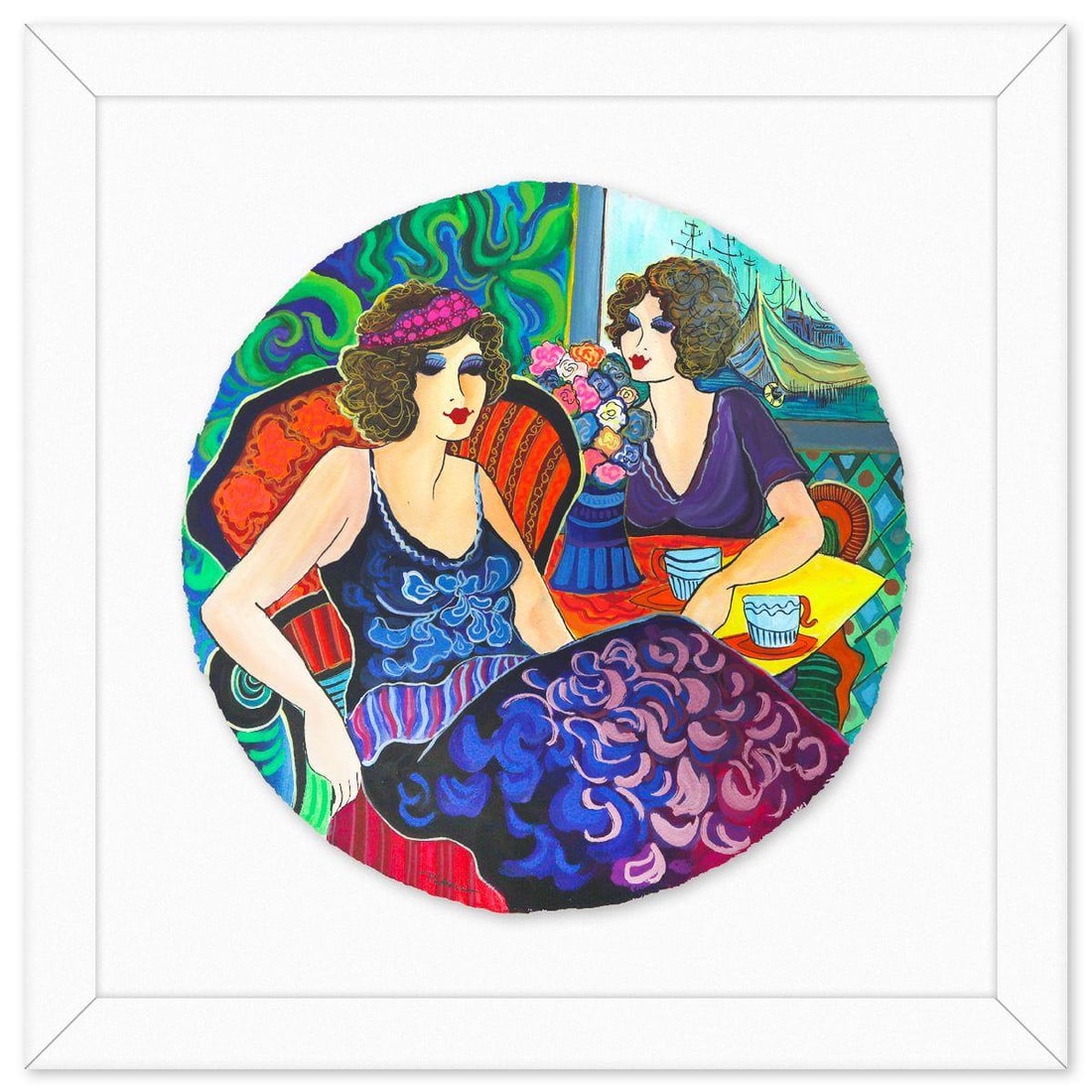 Patricia Govezensky- Original Watercolor "Luminous Motion": Artist: Patricia Govezensky. Medium: Original Watercolor. Title: Luminous Motion. Size: 16" x 16". Measures approx. 23" x 23" (framed). Signature: Hand signed. Certificate of Authenticity: Is included