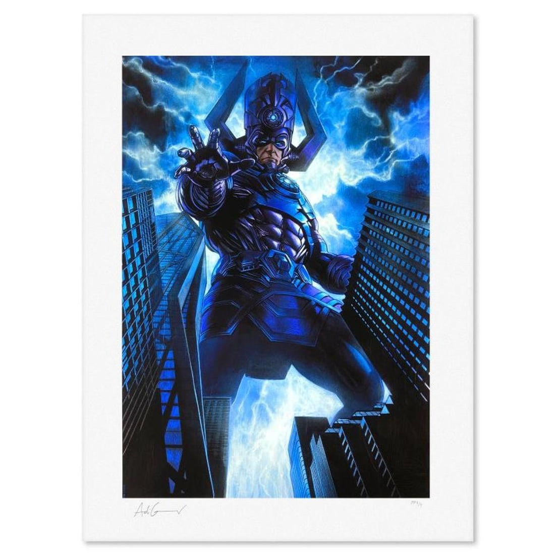 Marvel Comics & Adi Granov, "Galactus" Limited Edition, PP Numbered 3/4 and Signed with Letter of: Galactus is a limited edition giclee on paper from Marvel Comics and Adi Granov, PP numbered 3/4 and bearing the authorized signature of the artist. Includes Letter of Authenticity. Measures approx. 2