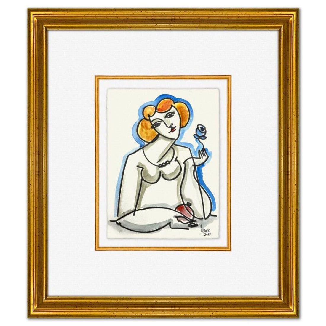 Yuroz, Framed Original Painting, Hand Signed with Letter of Authenticity.: This is an original painting on paper by Yuroz, hand signed by the artist. This piece comes custom framed on linen. Includes Letter of Authenticity. Measures approx. 16" x 14" (frame), 8" x 6" (image)