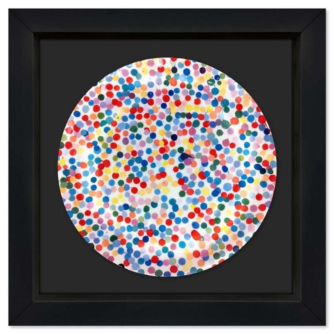 Damien Hirst, "The Currency" Framed Fine Bone China Plate.: The Currency is a fine bone china plate by Damien Hirst bearing the plate signature of the artist inverso. This plate is custom framed and floated on linen. Measures approx. 15.5" x 15.5" (frame), 10.