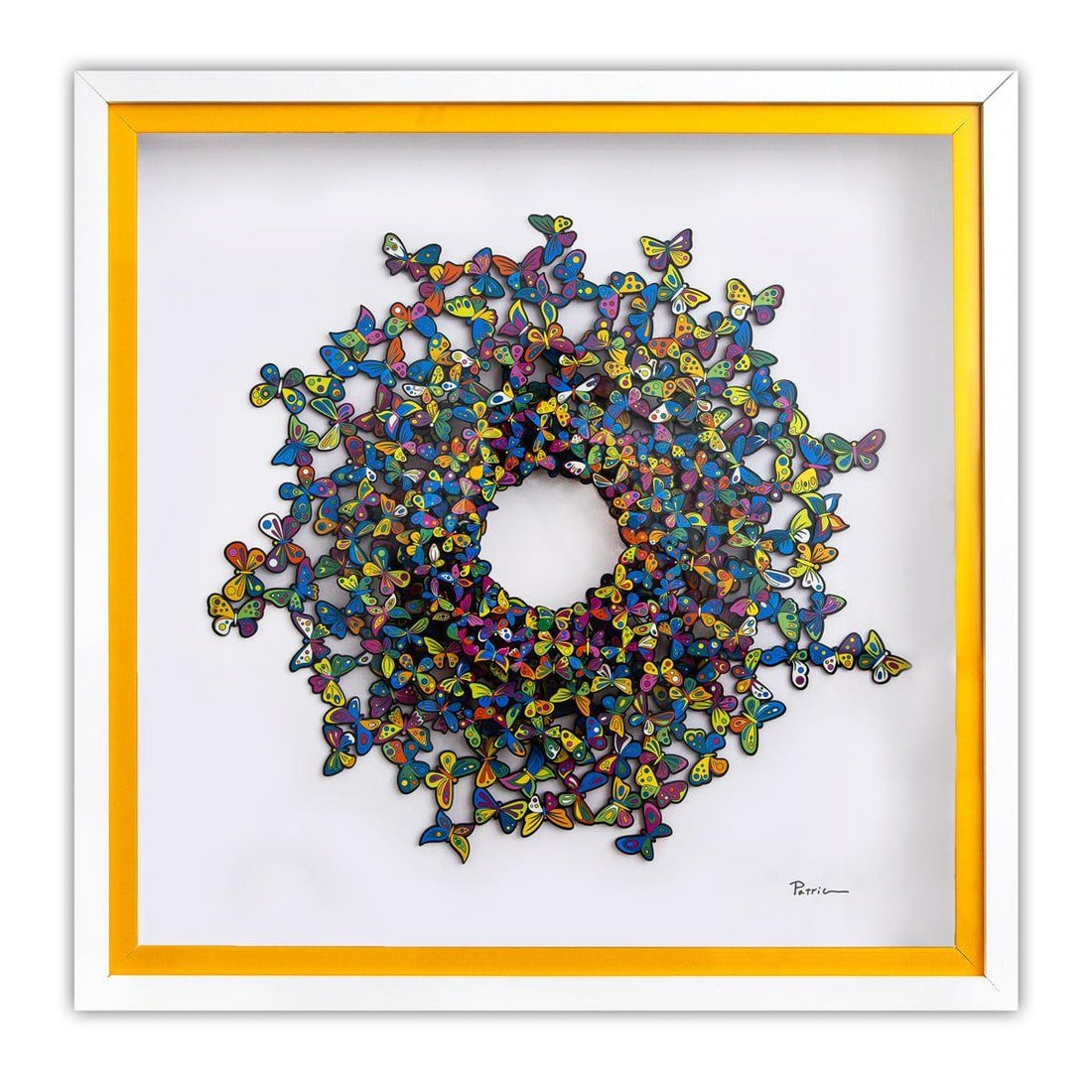 Patricia Govezensky- 3D Multilayered Woodcut "Sunlight": Artist: Patricia Govezensky. Medium: 3D Multilayered Woodcut. Title: Sunlight. Size: 18" x 18". Measures approx. 22.5" x 22.5" (framed). Signature: Hand Signed and numbered by the artist. Certificate