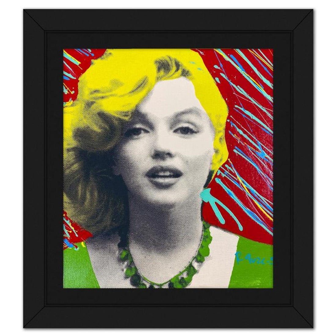 Ringo Daniel Funes, "Young Marilyn in the Park" Framed One-of-a-Kind Mixed Media on Canvas, Hand (1 of 2)