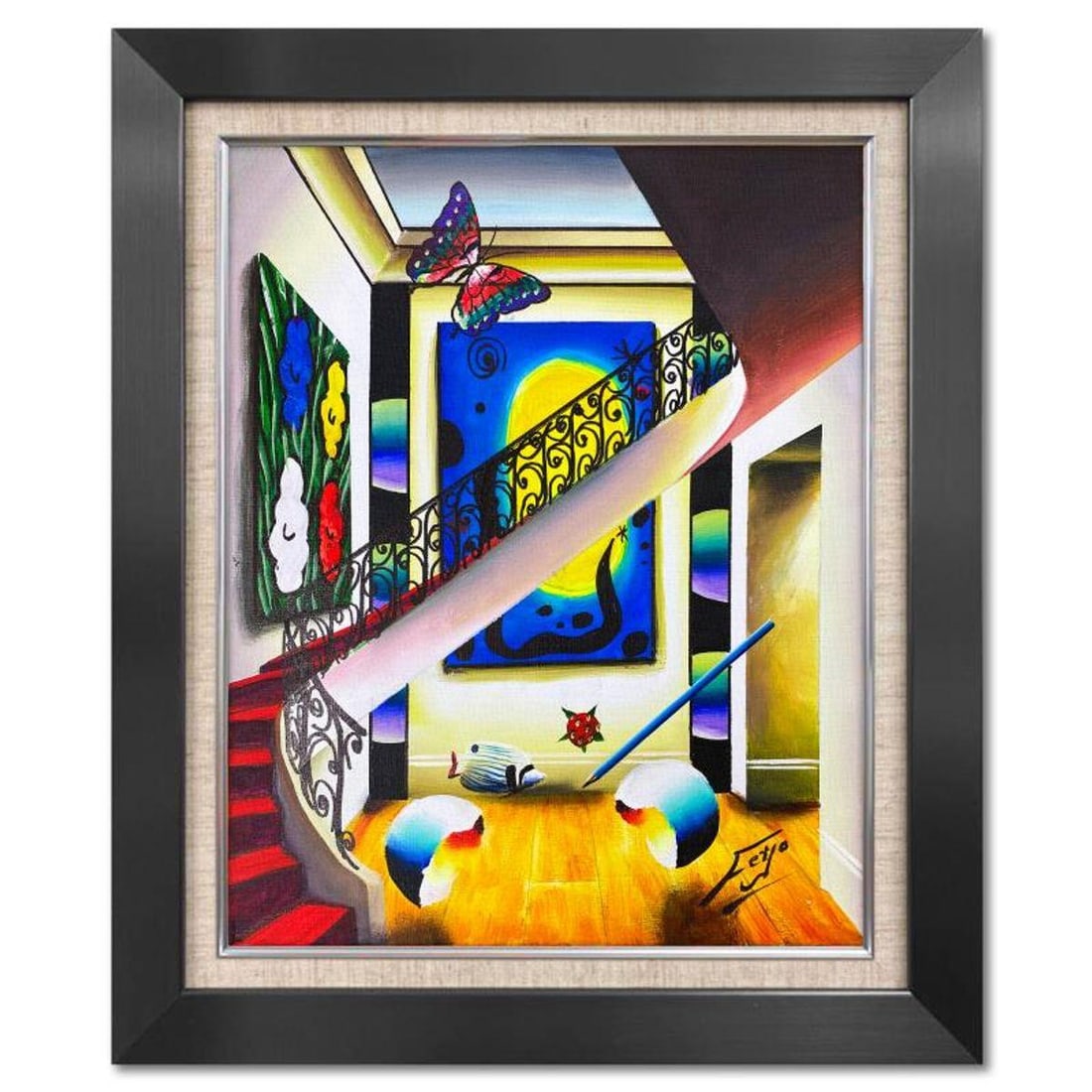 Ferjo, Framed Original Oil Painting on Canvas, Hand Signed with Letter of Authenticity: This is an original oil painting on canvas by Ferjo, hand signed by the artist. This piece comes custom framed. Includes Letter of Authenticity. Measures approx. 24.5" x 20.5" (frame), 19.5" x 15.5" (