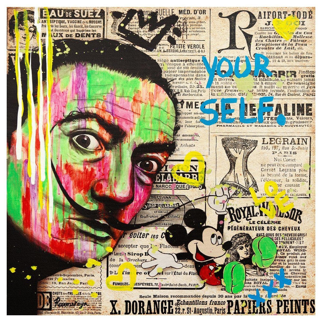 Nastya Rovenskaya- Mixed Media on Canvas "Sermon": Artist: Nastya Rovenskaya. Medium: Mixed Media on Canvas. Title: Sermon. Size: 24" x 24". Signature: Hand Signed. Certificate of Authenticity: Is included. Reference#: 30217.